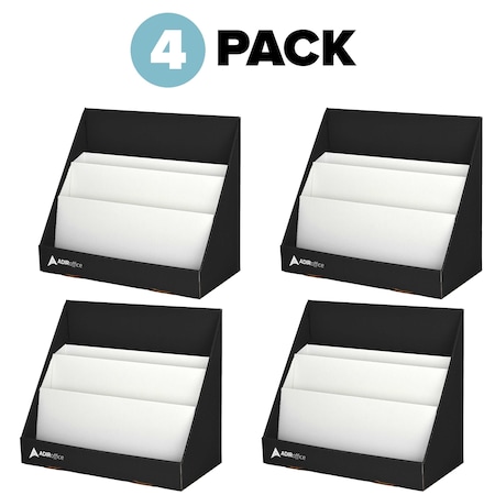 Adiroffice 3 Tiered Cardboard Bookshelf, Black, PK4 ADI505-01-BLK-4pk